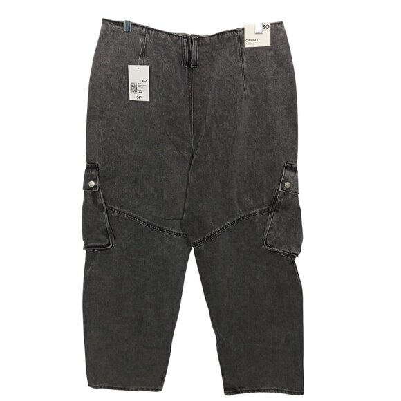 Forever 21 Womens Cargo Jeans Size 30 Gray Straight Leg Relaxed Fit Denim Bottom - Picture 2 of 9